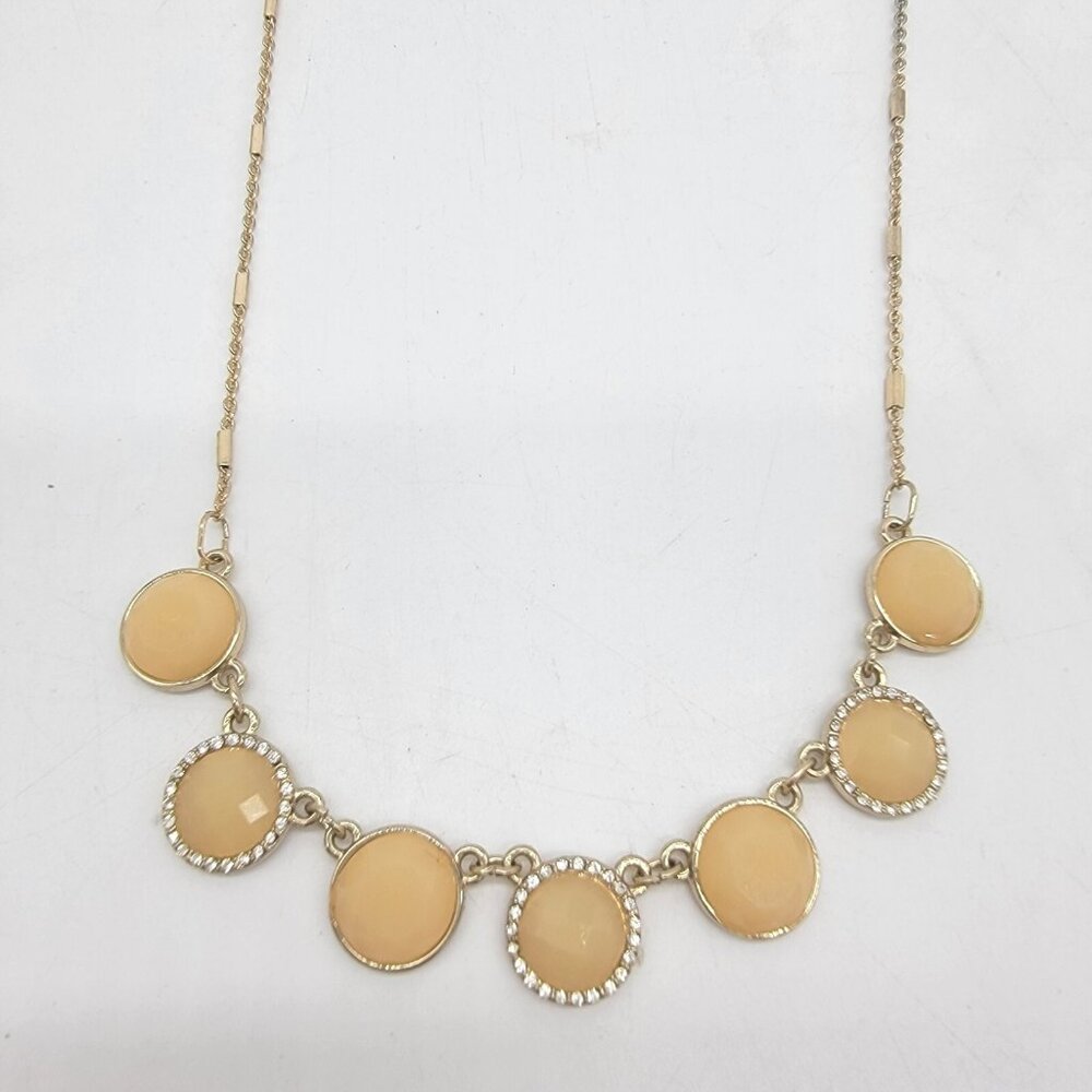 VTG Liz Claiborne LC GOLDTONE NECKLACE Yellow Stones RHINESTONES